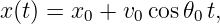 x(t) = x0 + v0cos𝜃0 t,
