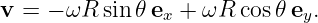 v =  − ωR sin𝜃 ex + ωR cos 𝜃ey.
