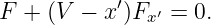 F  + (V − x ′)Fx′ = 0.
