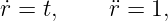 ˙r = t,     ¨r = 1,
