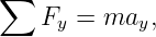 ∑
   Fy =  may,
