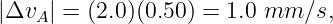|ΔvA | = (2.0)(0.50 ) = 1.0 mm ∕s,
