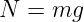 N =  mg
