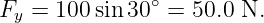 Fy = 100 sin30∘ = 50.0 N.
