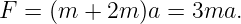 F =  (m + 2m )a = 3ma.

