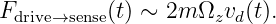 Fdrive→sense(t) ∼ 2m Ωzvd (t).
