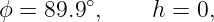          ∘
ϕ =  89.9 ,     h = 0,
