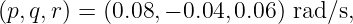 (p, q,r) = (0.08,− 0.04,0.06) rad∕s,
