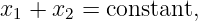 x1 + x2 = constant,
