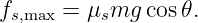 fs,max = μsmg  cos𝜃.
