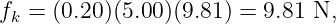 fk =  (0.20)(5.00)(9.81) = 9.81 N,
