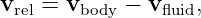 vrel = vbody − vfluid,
