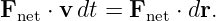 Fnet ⋅ v dt = Fnet ⋅ dr.
