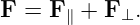 F = F ∥ + F⊥.
