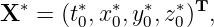 X ∗ = (t∗0,x∗0,y∗0,z∗0)T,
