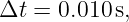 Δt  = 0.010s,
