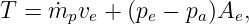 T = m˙pve  + (pe − pa )Ae,
