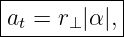 |----------|
a  = r  |α |,|
--t---⊥-----
