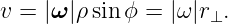 v = |ω |ρsinϕ =  |ω |r .
                    ⊥
