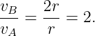 v     2r
-B- = ---=  2.
vA     r
