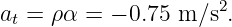 at = ρα  = − 0.75 m ∕s2.
