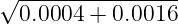 √ ----------------
  0.0004 + 0.0016