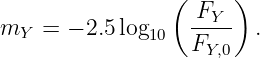                 (     )
                  -FY-
mY  = − 2.5log10  FY,0   .
