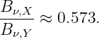 B-ν,X-≈  0.573.
B ν,Y
