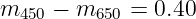 m    −  m    = 0.40
  450    650
