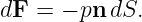 dF =  − pn dS.
