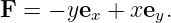 F  = − ye  + xe .
         x     y
