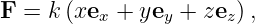 F  = k (xex +  yey + zez),
