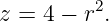 z = 4 − r2.
