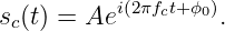           i(2πfct+ϕ0)
sc(t) = Ae          .
