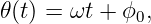 𝜃(t) = ωt + ϕ ,
             0
