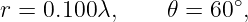 r = 0.100λ,     𝜃 = 60∘,
