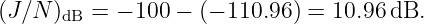 (J∕N )dB = − 100 − (− 110.96) = 10.96 dB.
