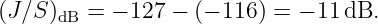 (J ∕S)dB = − 127 − (− 116) = − 11dB.
