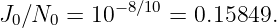           − 8∕10
J0∕N0  = 10      = 0.15849.
