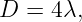 D =  4λ,
