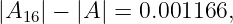 |A16| − |A | = 0.001166,
