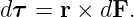dτ =  r × dF.

