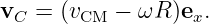 v  = (v   −  ωR )e .
 C     CM         x
