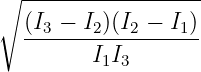∘  ------------------
   (I3 −-I2)(I2 −-I1)
         I I
          1 3