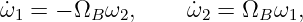 ˙ω1 = − ΩB ω2,     ˙ω2 = ΩB ω1,
