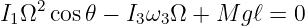    2
I1Ω  cos𝜃 − I3ω3Ω +  M gℓ = 0
