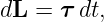 dL = τ dt,
