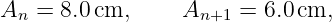 An = 8.0 cm,     An+1 =  6.0cm,
