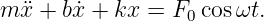 m ¨x + b˙x + kx = F0 cosωt.
