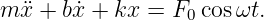 m ¨x + b˙x + kx = F0 cosωt.
